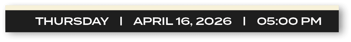 thursday | april 16, 2026 | 05:00 p