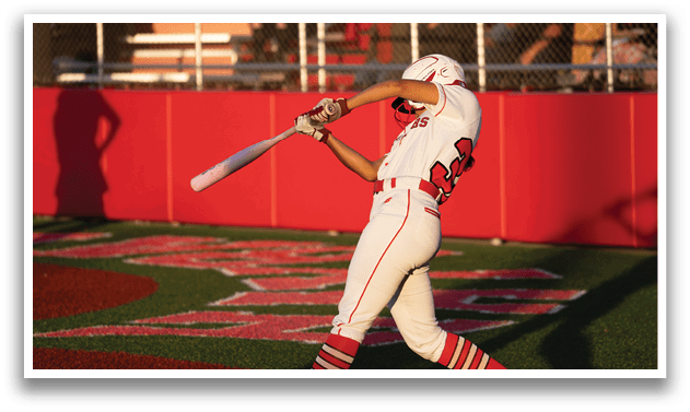 A baseball player is swinging a bat. Description generated by AI
