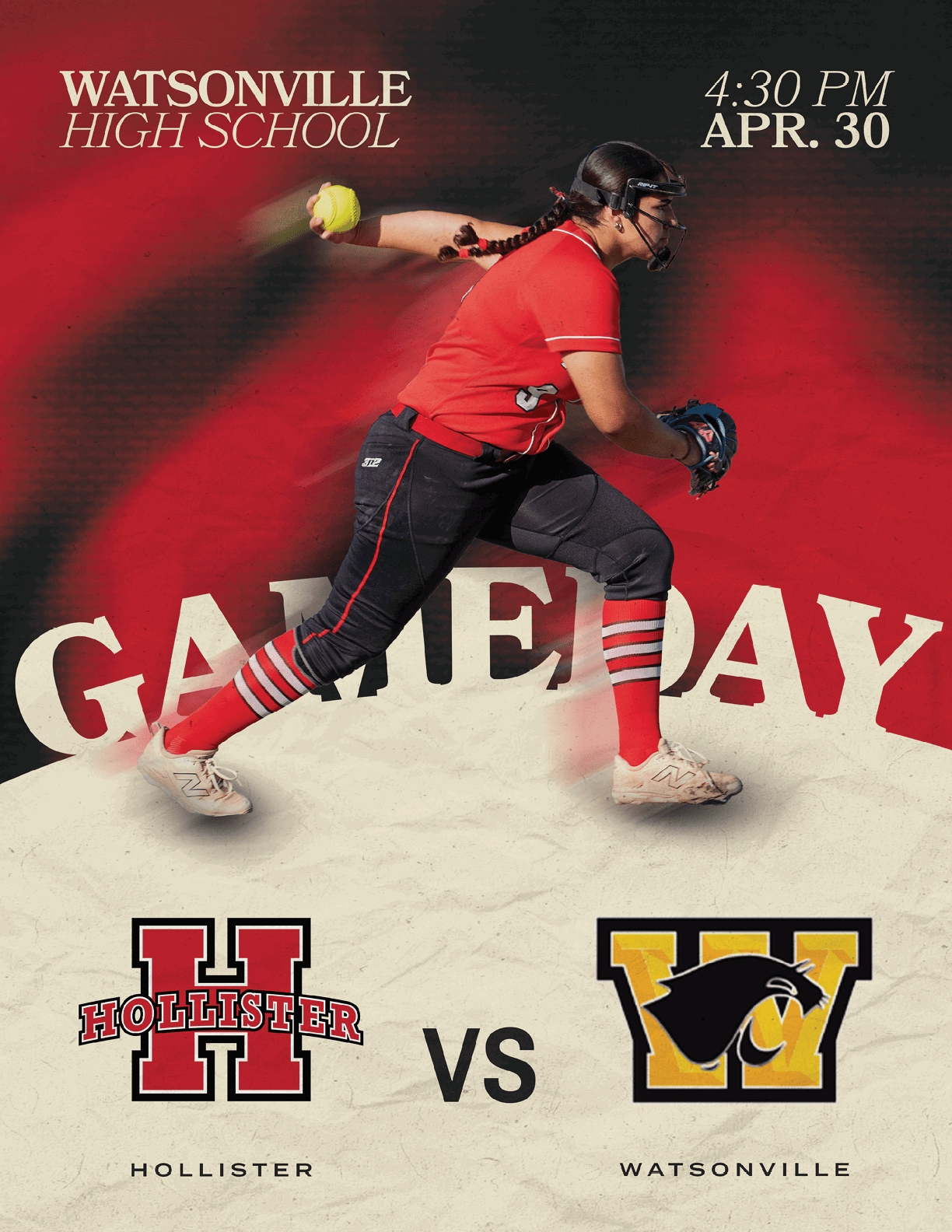 A red and black baseball jersey with a woman wearing a black helmet. Description generated by AI
