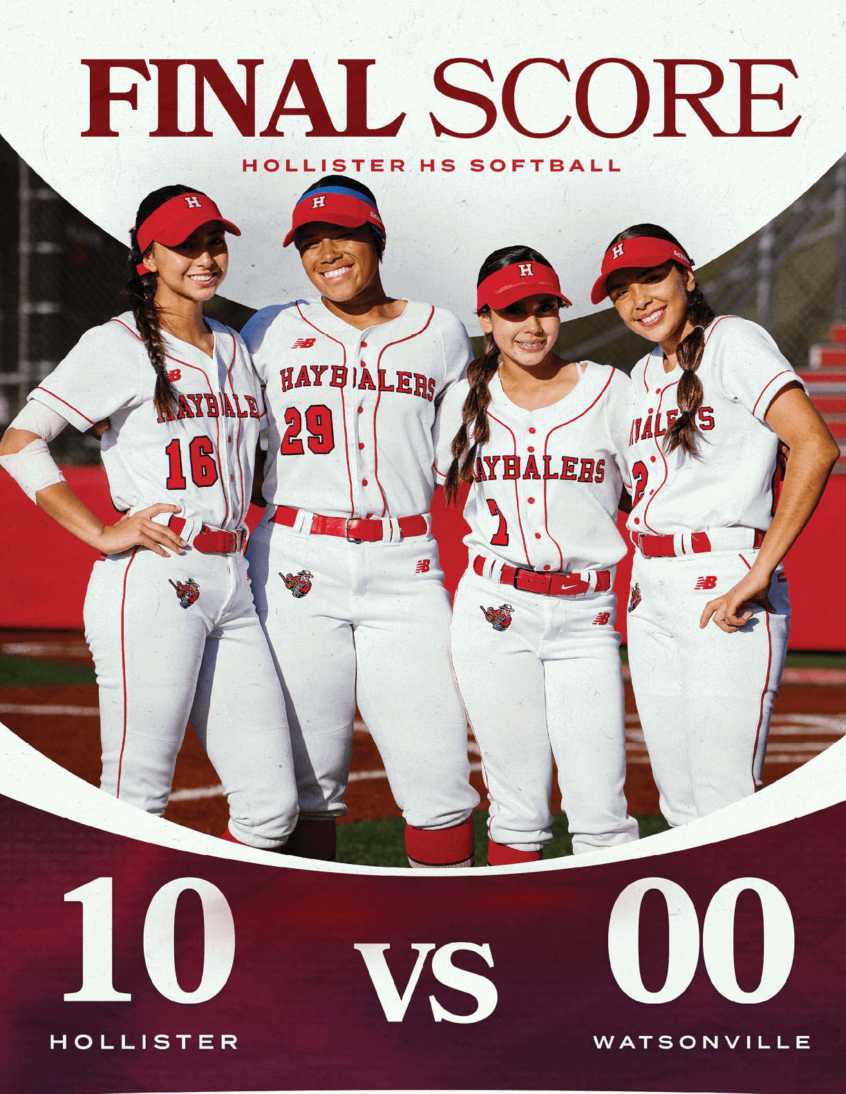 A poster advertising a softball game between Hollister and Watsonville. Description generated by AI