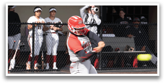 A baseball player is swinging a bat at a ball. Description generated by AI