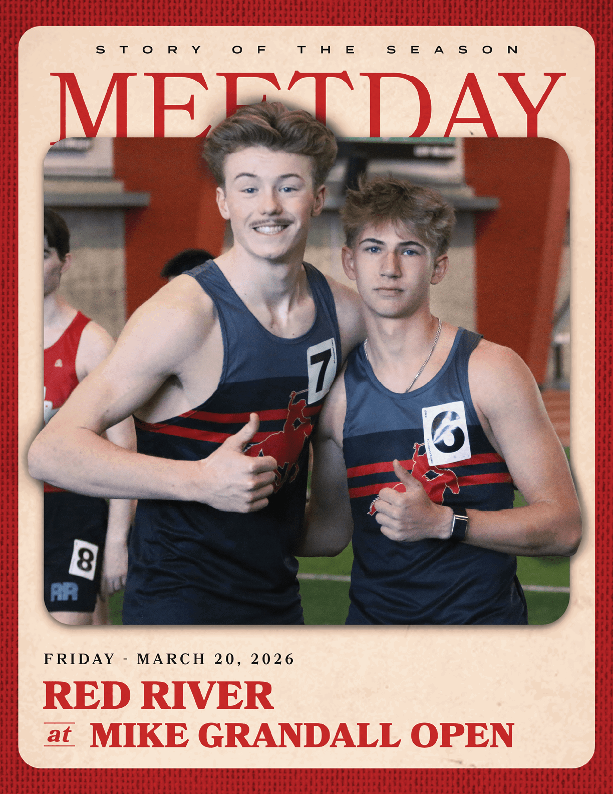 Two men pose for a picture at the Red River Open. AI generated content