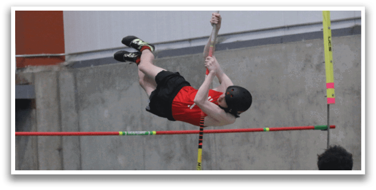 A man is jumping over a pole, attempting to clear a hurdle. AI generated content
