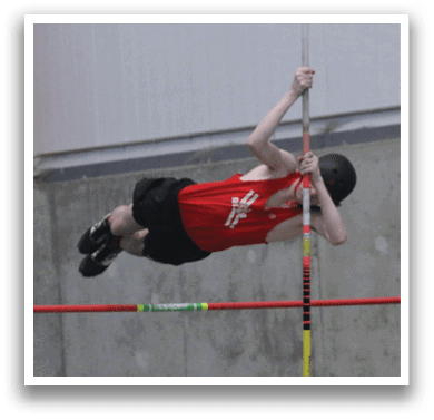 A man is jumping in the air, attempting to clear a pole. AI generated content
