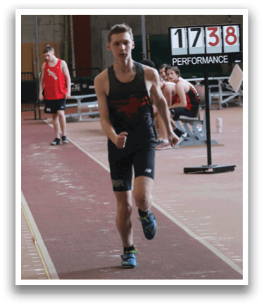 A man is running on a track while a woman watches. AI generated content
