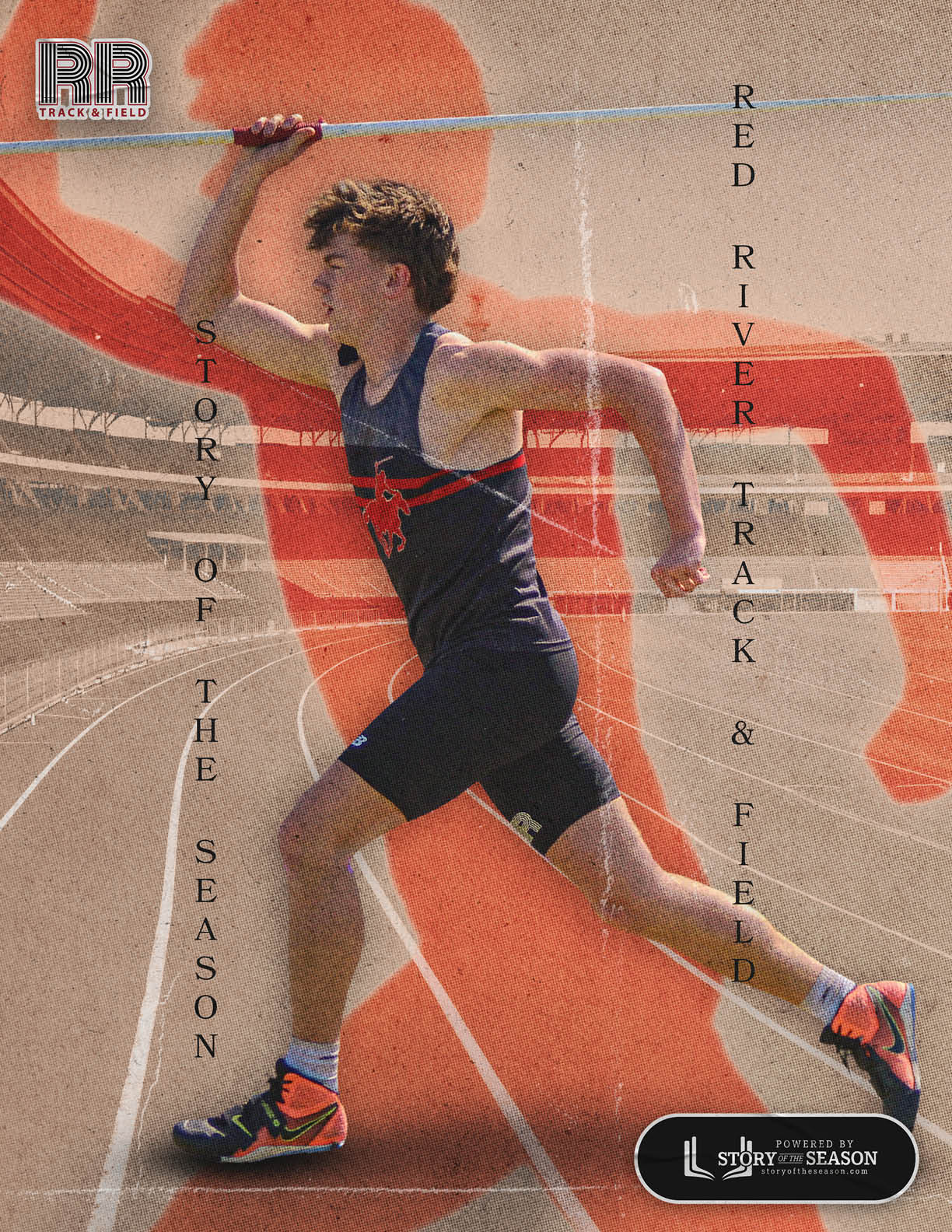A man running on a track. Description generated by AI