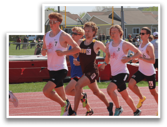 A group of runners on a track. Description generated by AI