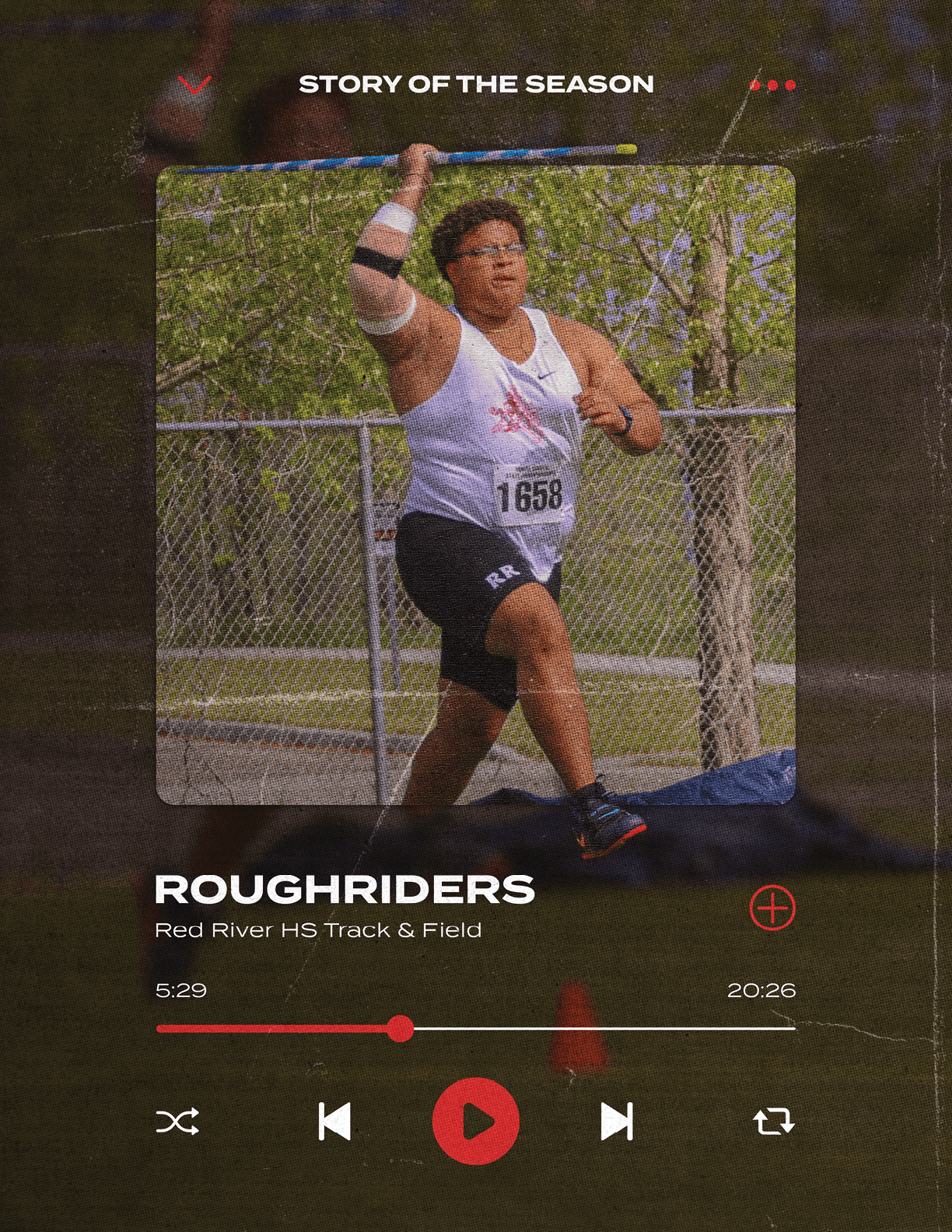 A man running on a track. Description generated by AI