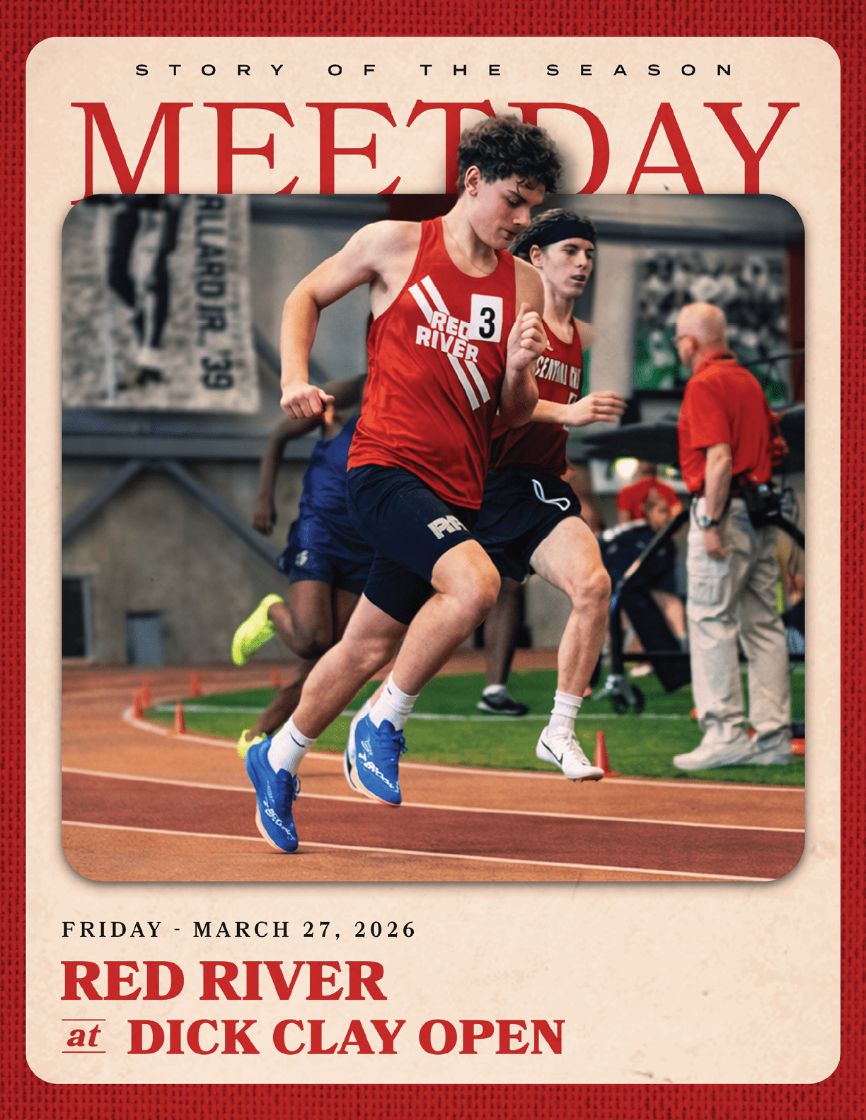 A man running in a red shirt with the number 3 on it. AI generated content