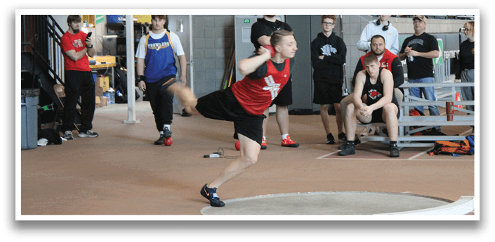 A man is throwing a disc in a competition, surrounded by a crowd of people watching. AI generated content