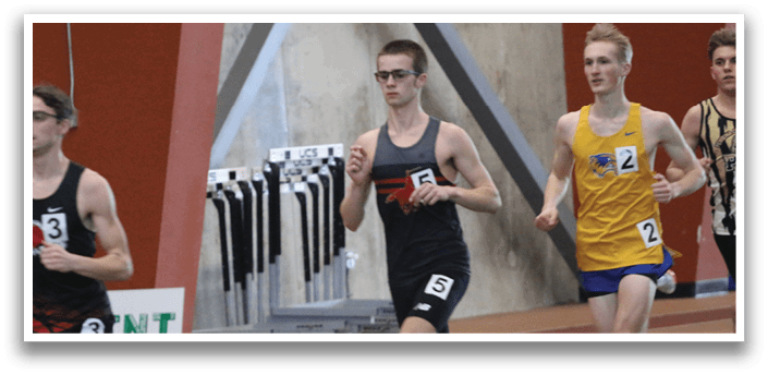 A group of men are running on a track, wearing numbers on their shirts. AI generated content