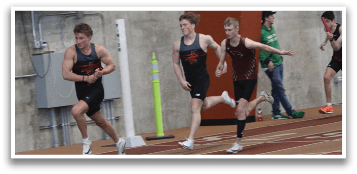 A group of men are running on a track, with one of them wearing a black shirt. AI generated content