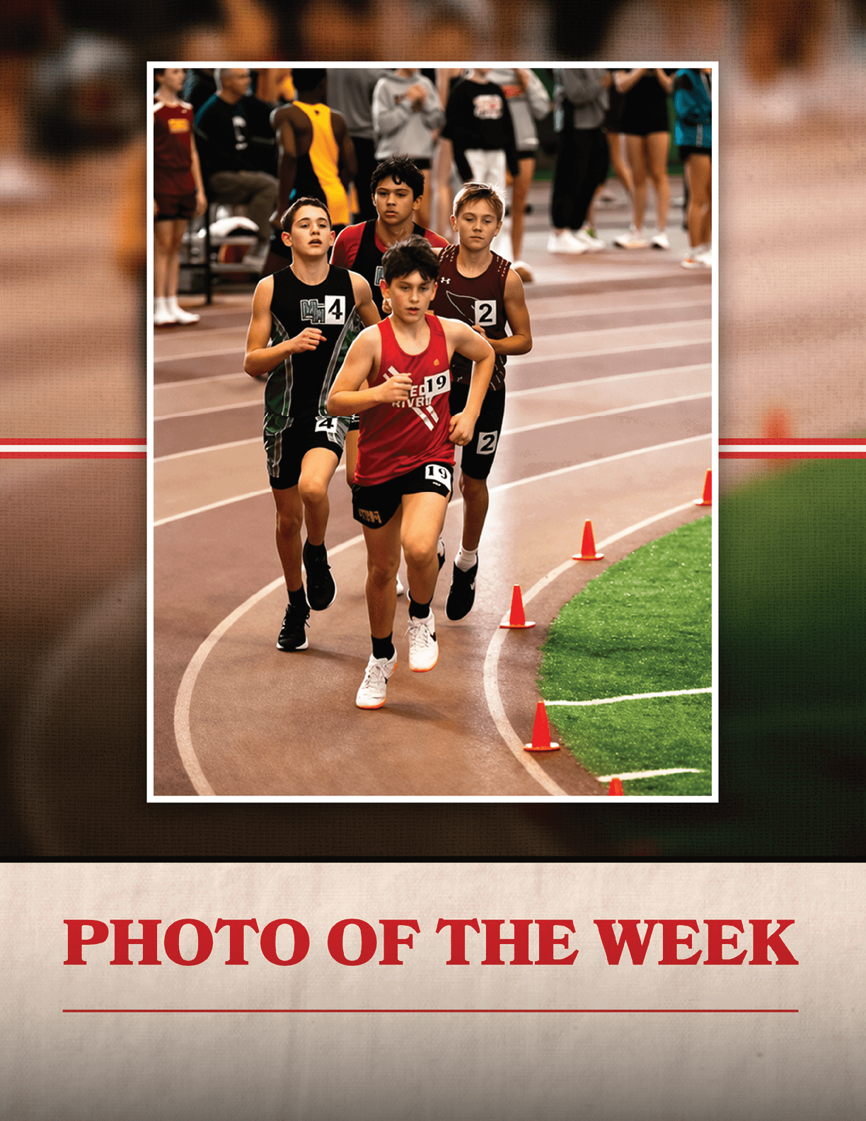 A group of young boys running on a track. AI generated content