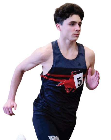 A man wearing a black tank top is running on a track. AI generated content