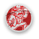 A red and black logo for the North Dakota Rough Riders. Description generated by AI