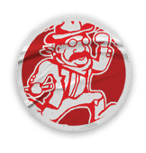 A red and black logo for the North Dakota Rough Riders. Description generated by AI
