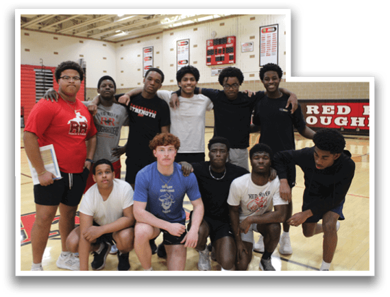 A group of young men posing for a picture. Description generated by AI