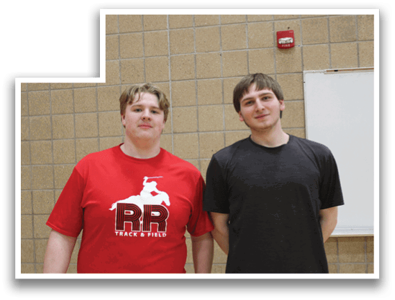 Two men in a gym. Description generated by AI