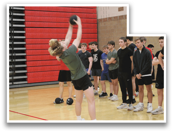 A woman is jumping to catch a basketball. Description generated by AI