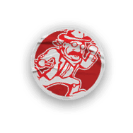 A collection of logos and images, including a red and black logo for the North Dakota Rough Riders. AI generated content