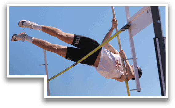 A man is doing a pole vault. Description generated by AI