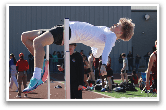A man is jumping over a bar. Description generated by AI