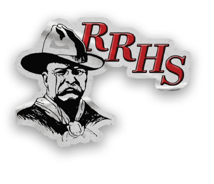 A red and black logo for the North Dakota Rough Riders. Description generated by AI