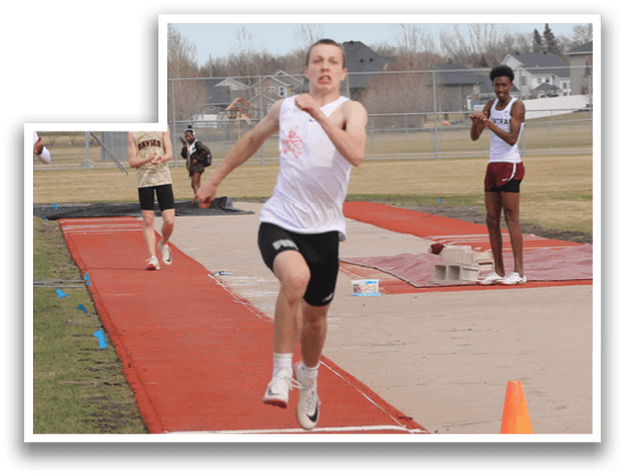 A man is running on a track. Description generated by AI