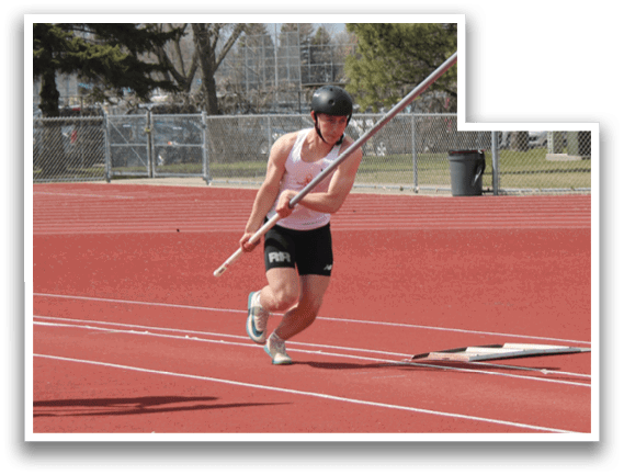 A man is running on a track with a stopwatch. Description generated by AI