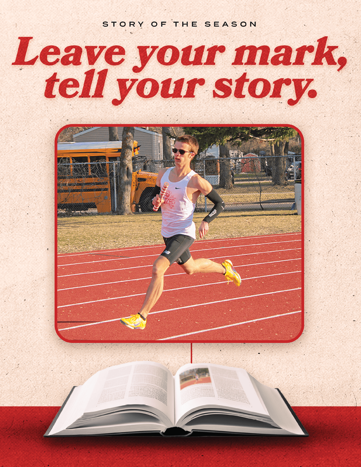 A book with a picture of a man running on the cover. Description generated by AI