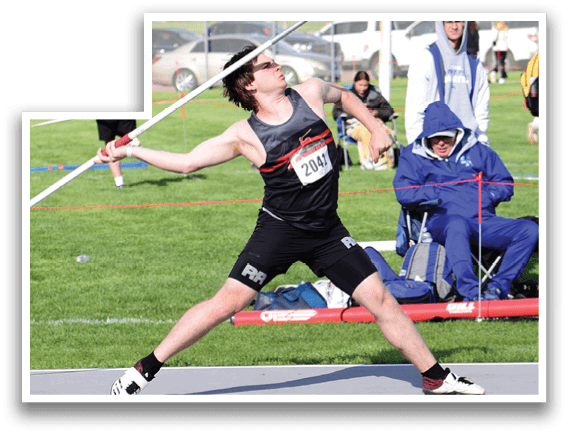 A man is throwing a javelin in a field. Description generated by AI