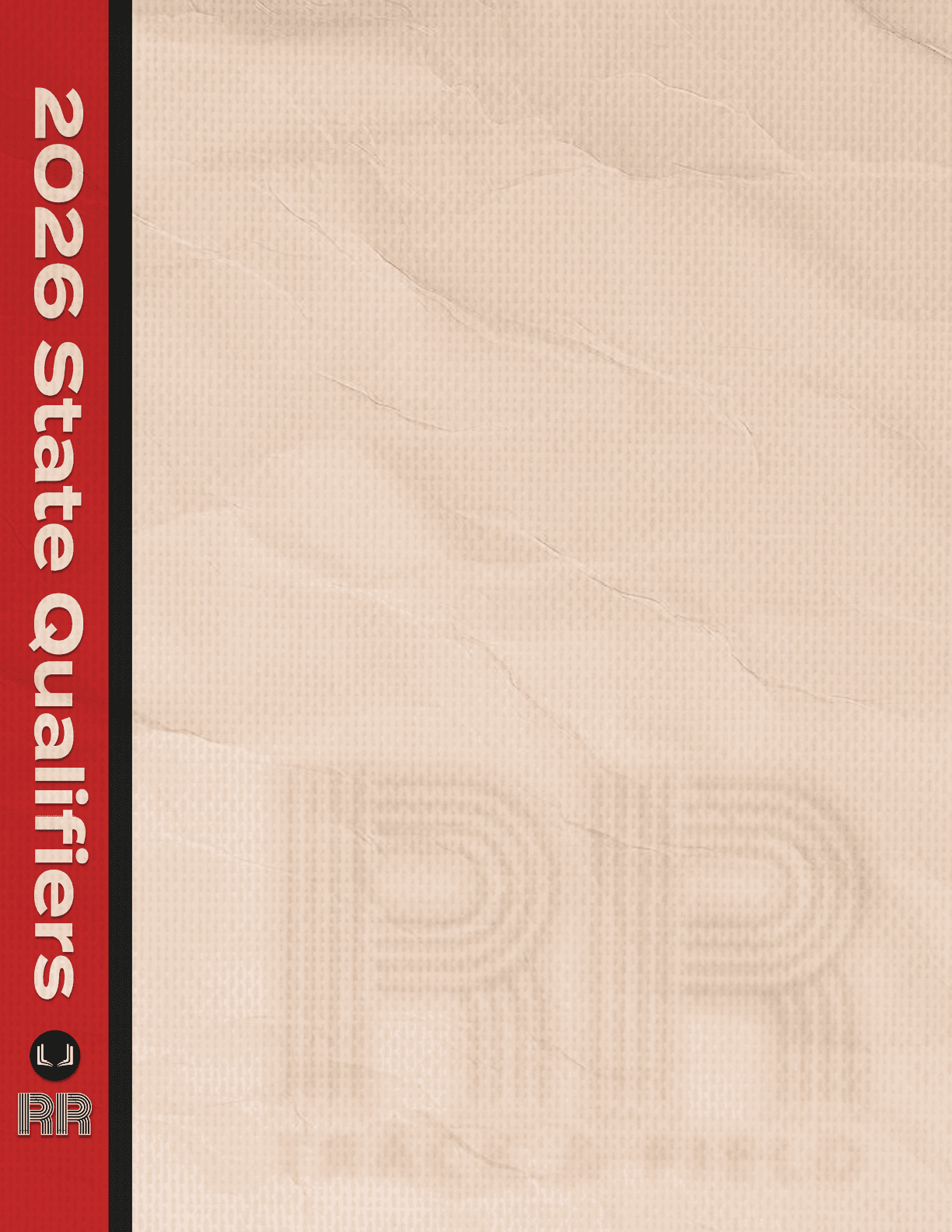 A red and white paper with the word RR on it. Description generated by AI