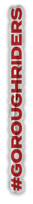 A red and black logo for the North Dakota Rough Riders. Description generated by AI
