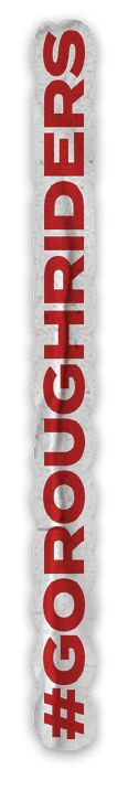 A red and black logo for the North Dakota Rough Riders. Description generated by AI