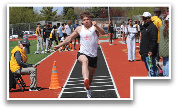 A man is running on a track. Description generated by AI