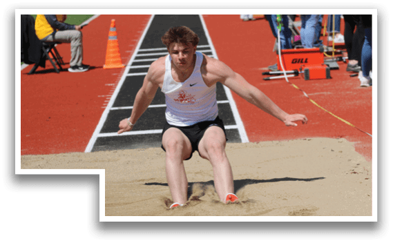 A man is running on a track. Description generated by AI