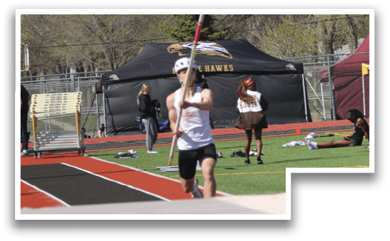 A man is running on a track. Description generated by AI