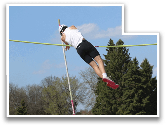 A man is jumping over a pole. Description generated by AI