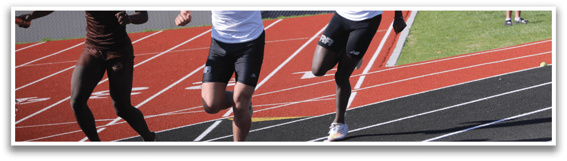 A group of people running on a track. Description generated by AI