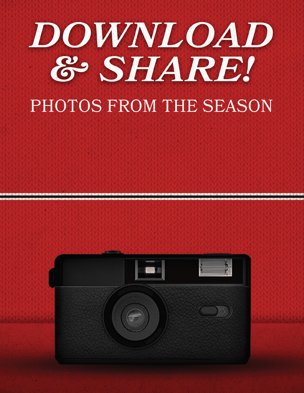 A black camera is displayed on a red background. AI generated content