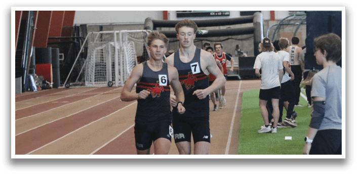 A man running on a track with a number 10 on his shirt. Description generated by AI