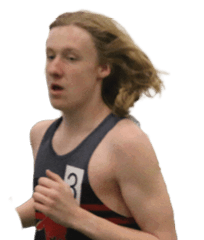 A man running with a number on his shirt. Description generated by AI