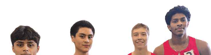 Four young men wearing red shirts and black shorts. Description generated by AI