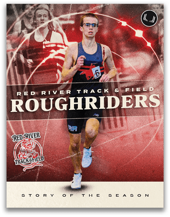 A man running on a track. Description generated by AI