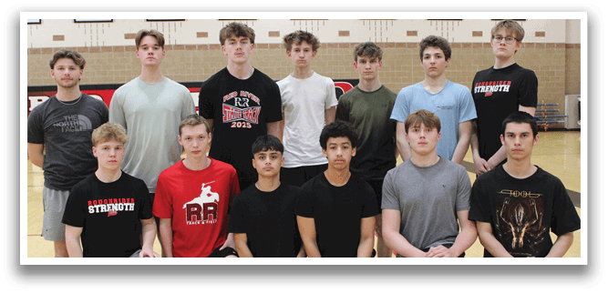 A group of young men in a gym. Description generated by AI