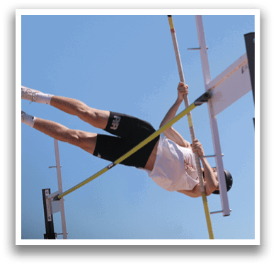 A man is doing a pole vault. Description generated by AI