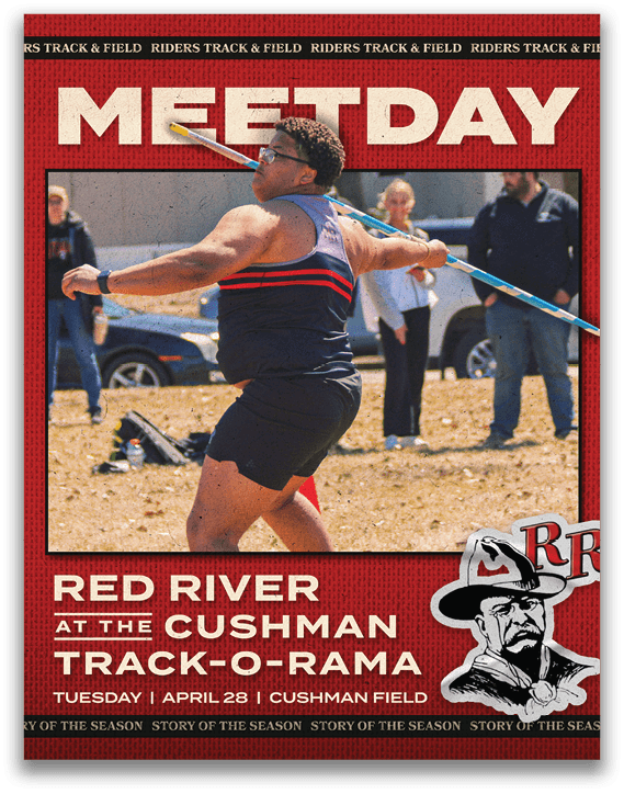 A man wearing a black shirt and red shorts is throwing a javelin. Description generated by AI
