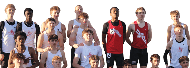 A group of young men in a field. Description generated by AI