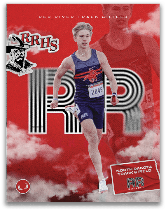 A man running in a track suit with the letters RRHS on it. Description generated by AI