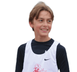 A person wearing a white and black shirt. Description generated by AI